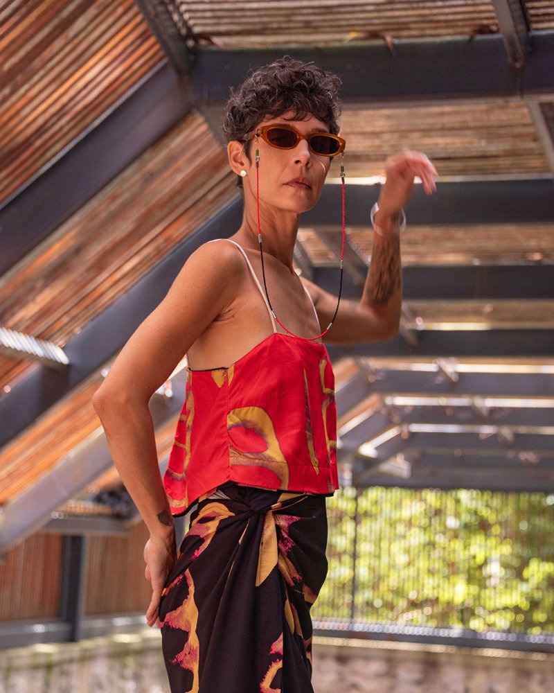 Top Semeadura Vermelho e Preto